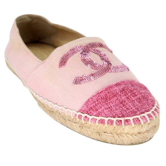 Chanel Espadrille 39 Velvet Fabric Cc Sequin Cap-toe Flats CC-S0207P-C025 - Picture 7 of 12